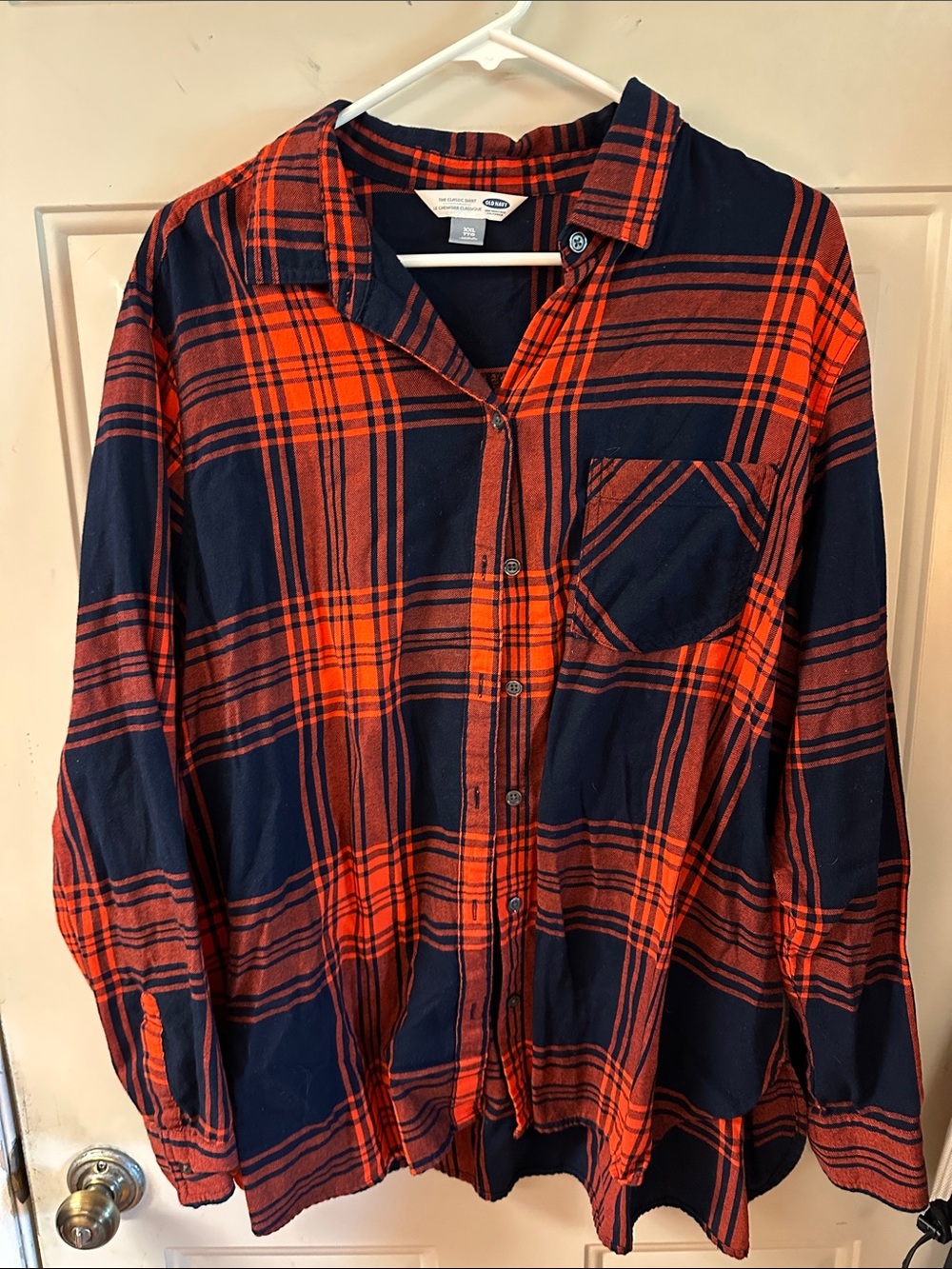 Old Navy Navy and Red Plaid Flannel Shirt